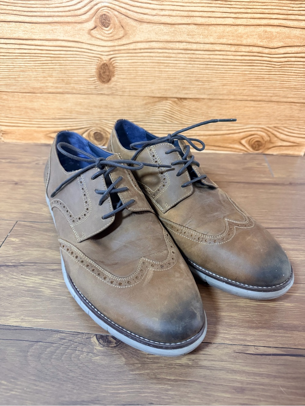 Johnston & Murphy Eaton Wingtip Men's Dress Shoe Size 12 Brown Leather 59-3390